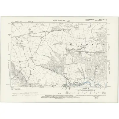 1895 Map of Northumberland CV.NW, 1898 Print