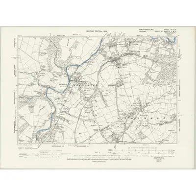 1895 Map of Northumberland CV.SW, 1899 Print