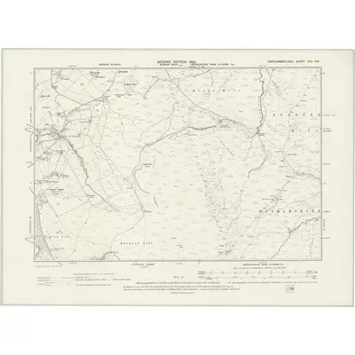 1895 Map of Northumberland CVII.NE, 1899 Print
