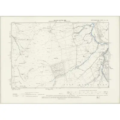 1895 Map of Northumberland CVII.NW, 1899 Print