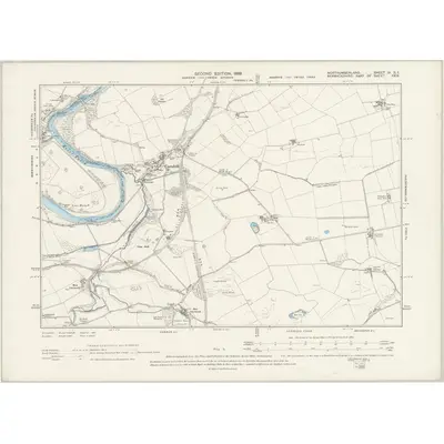 1896 Map of Northumberland IX.SE, 1899 Print