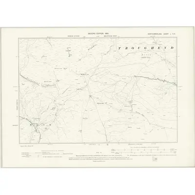1896 Map of Northumberland L.NE, 1898 Print