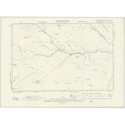 1896 Map of Northumberland L.SW, 1898 Print