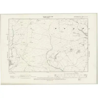 1896 Map of Northumberland LII.NW, 1899 Print