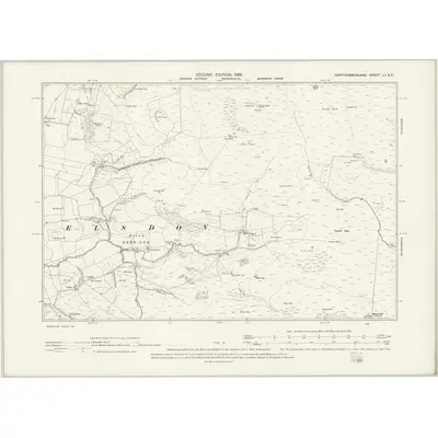 1896 Map of Northumberland LII.SE, 1898 Print