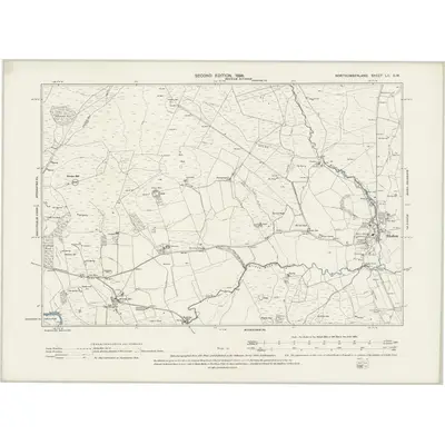 1896 Map of Northumberland LII.SW, 1898 Print