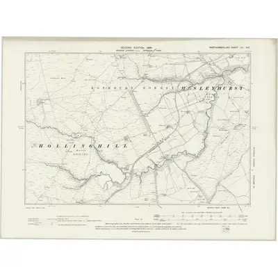 1896 Map of Northumberland LIII.NE, 1899 Print