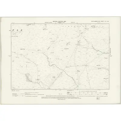 1896 Map of Northumberland LIII.NW, 1899 Print