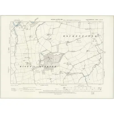 1896 Map of Northumberland LIV.NE, 1899 Print
