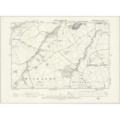 1896 Map of Northumberland LIV.NW, 1899 Print