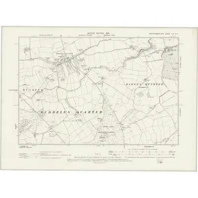 1896 Map of Northumberland LIV.SE, 1899 Print
