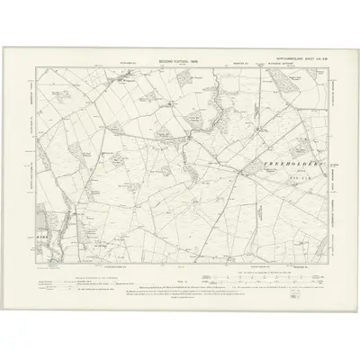 1896 Map of Northumberland LIV.SW, 1898 Print