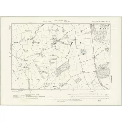 1896 Map of Northumberland LV.NW, 1898 Print