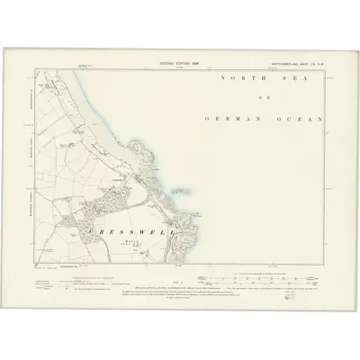 1896 Map of Northumberland LVI.SW, 1898 Print