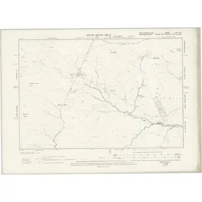1896 Map of Northumberland LVII.NE, 1899 Print