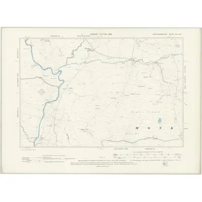 1895 Map of Northumberland LXI.NW, 1898 Print