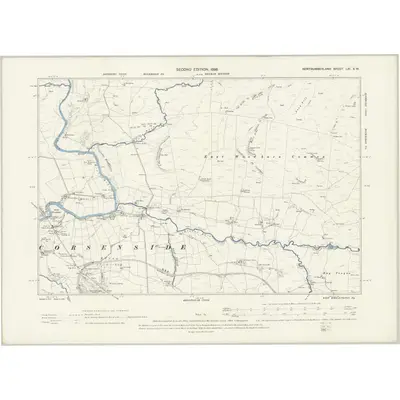 1896 Map of Northumberland LXI.SW, 1898 Print