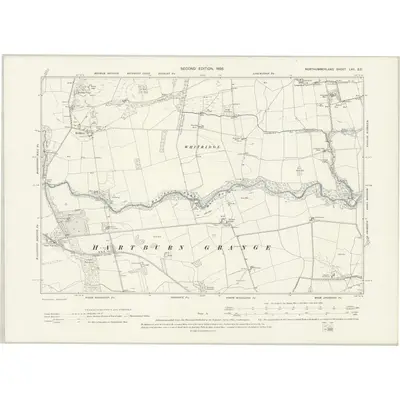 1896 Map of Northumberland LXII.SE, 1898 Print