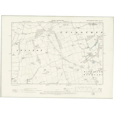 1896 Map of Northumberland LXIII.NE, 1898 Print