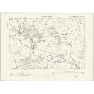 1896 Map of Northumberland LXIII.NW, 1898 Print