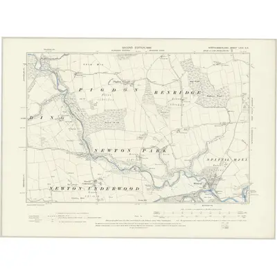 1896 Map of Northumberland LXIII.SE, 1898 Print