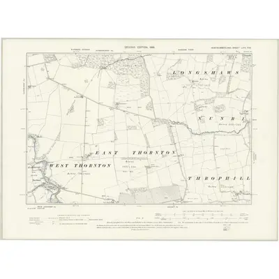 1896 Map of Northumberland LXIII.SW, 1898 Print