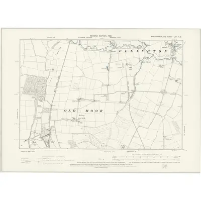 1895 Map of Northumberland LXIV.NE, 1898 Print