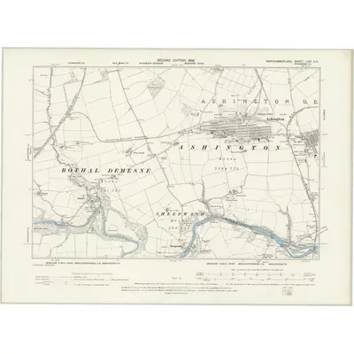 1896 Map of Northumberland LXIV.SE, 1898 Print