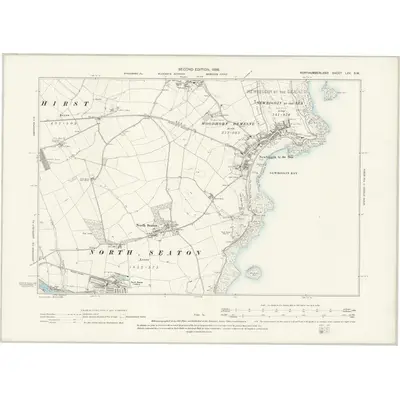1896 Map of Northumberland LXV.SW, 1898 Print