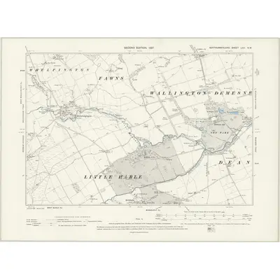 1895 Map of Northumberland LXX.NW, 1897 Print