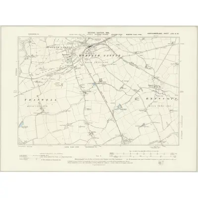 1896 Map of Northumberland LXXII.NW, 1898 Print