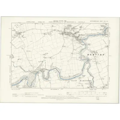 1896 Map of Northumberland LXXII.SE, 1898 Print