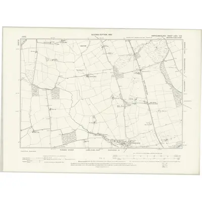 1895 Map of Northumberland LXXII.SW, 1898 Print