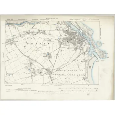 1896 Map of Northumberland LXXIII.SW & SE, 1898 Print