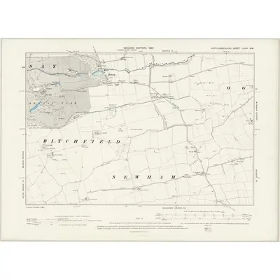 1896 Map of Northumberland LXXIX.NW, 1897 Print