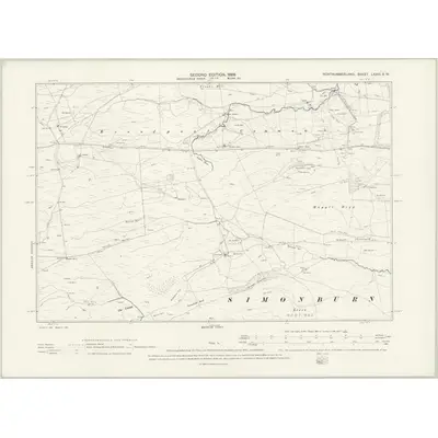 1895 Map of Northumberland LXXVI.SW, 1898 Print