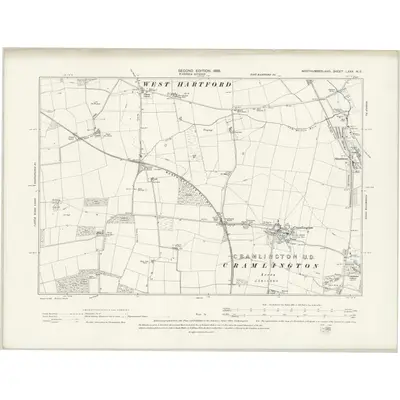 1895 Map of Northumberland LXXX.NE, 1898 Print