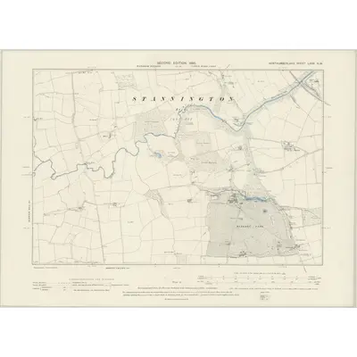 1895 Map of Northumberland LXXX.NW, 1898 Print
