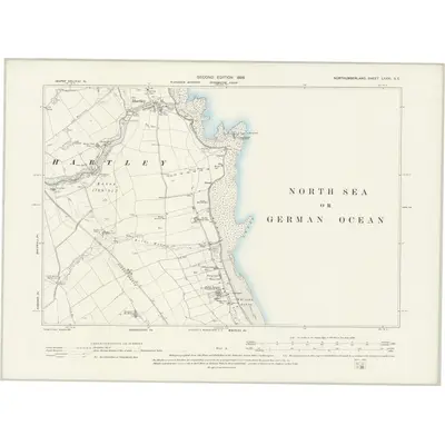 1895 Map of Northumberland LXXXI.SE, 1898 Print