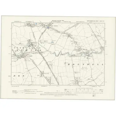 1896 Map of Northumberland LXXXI.SW, 1897 Print