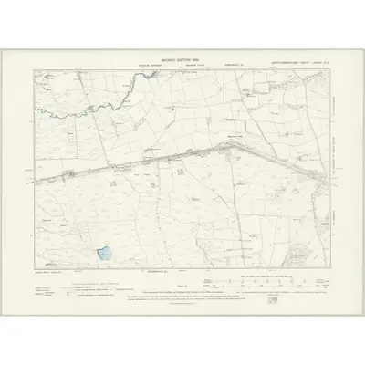 1895 Map of Northumberland LXXXIV.NE, 1898 Print