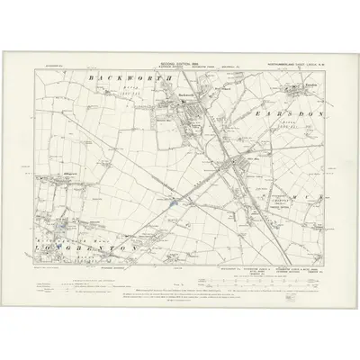 1894 Map of Northumberland LXXXIX.NW, 1898 Print