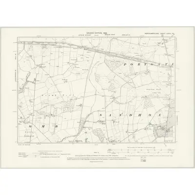 1895 Map of Northumberland LXXXV.SE, 1898 Print