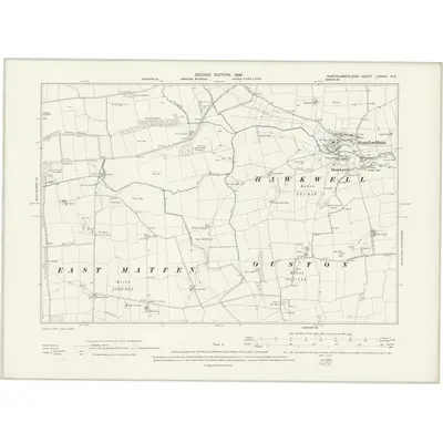 1894 Map of Northumberland LXXXVI.NE, 1898 Print