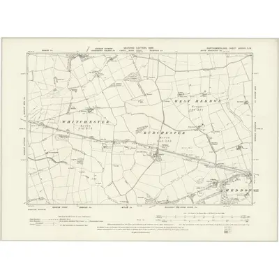 1895 Map of Northumberland LXXXVII.SW, 1898 Print