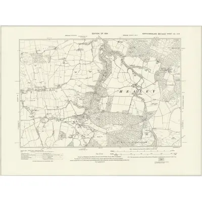 1920 Map of Northumberland nCI.SW, 1924 Print
