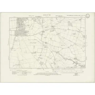 1919 Map of Northumberland nCVII.NE, 1924 Print
