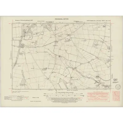 1947 Map of Northumberland nCVII.NE, 1949 Print