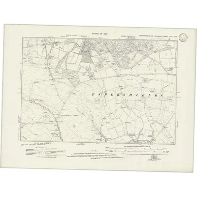 1919 Map of Northumberland nCVII.NW, 1924 Print