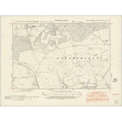 1947 Map of Northumberland nCVII.NW, 1952 Print
